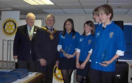 Assistant Governor Brian Skidmore with the Mayor of Wakefield District and winning students 